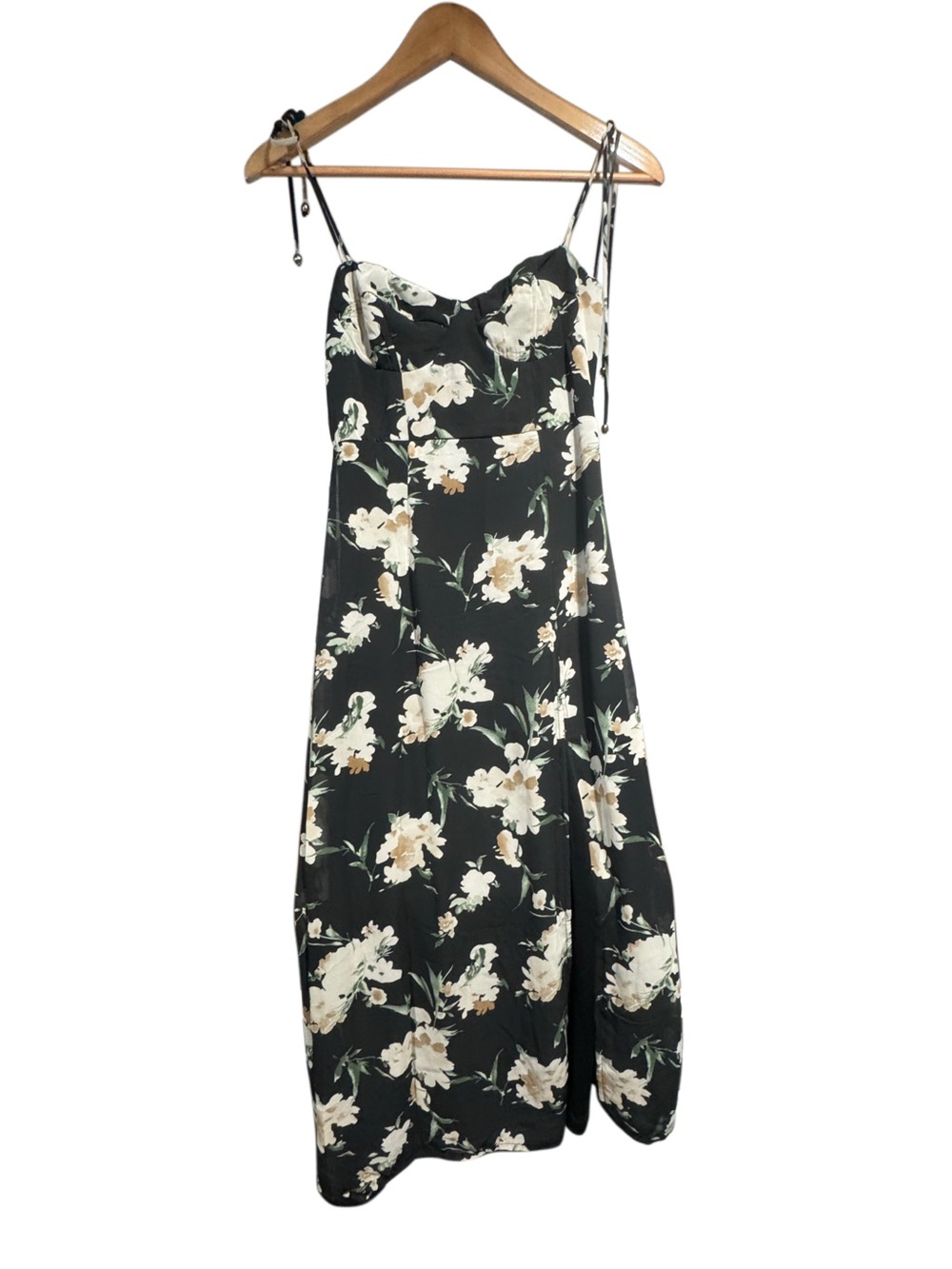 NWT ASTR Women’s Black Floral Slip Dress with Ivory Blooms